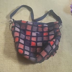 Teresa Cambi Firenze Wool Handbag Checkerboard Hobo Multi-Color Fuzzy